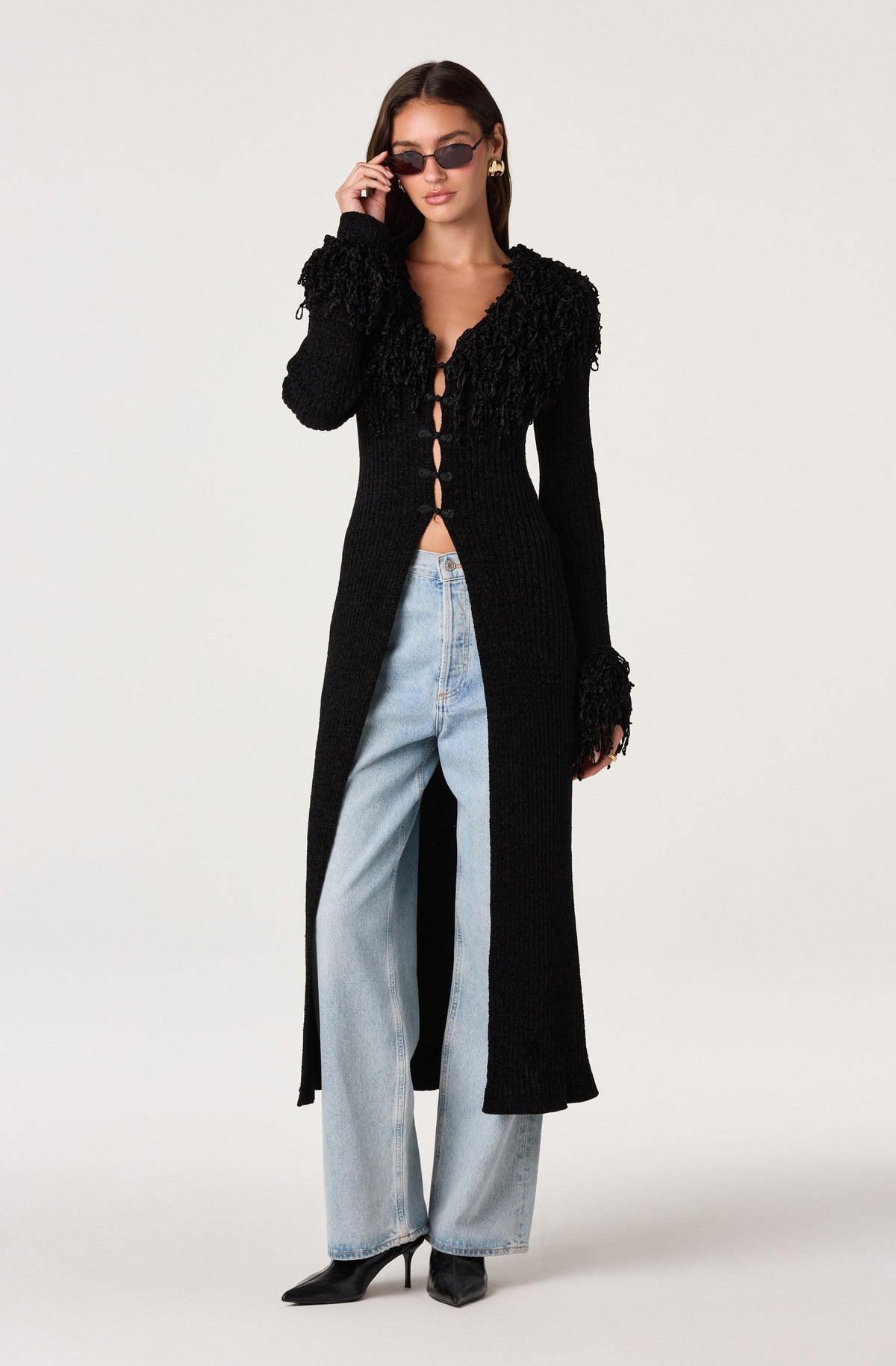 Jadwiga Fringe-Trim Duster Cardigan