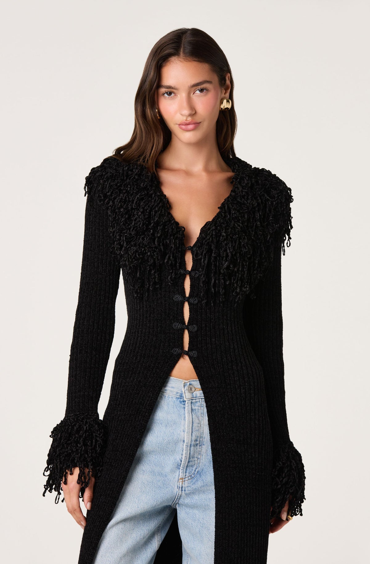 Jadwiga Fringe-Trim Duster Cardigan