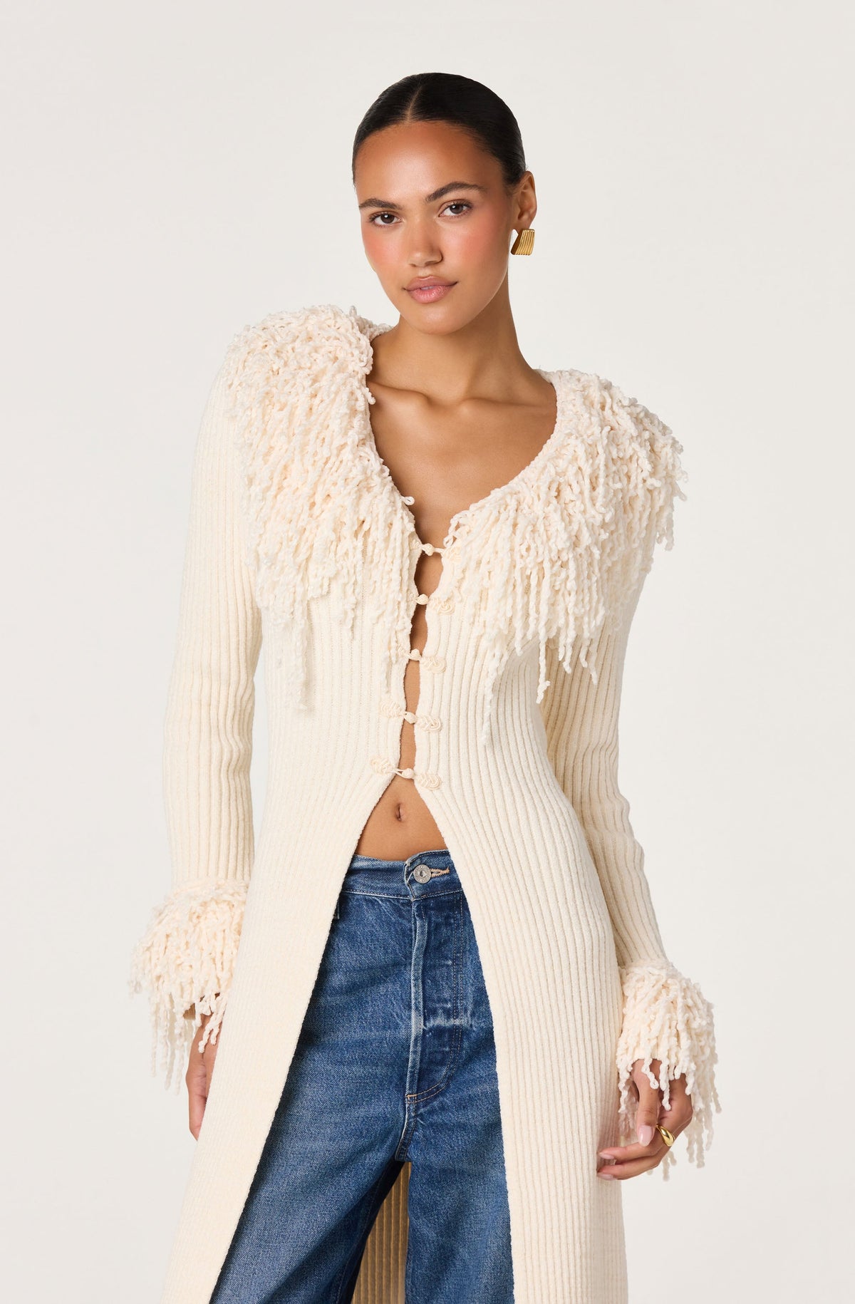 Jadwiga Fringe-Trim Duster Cardigan