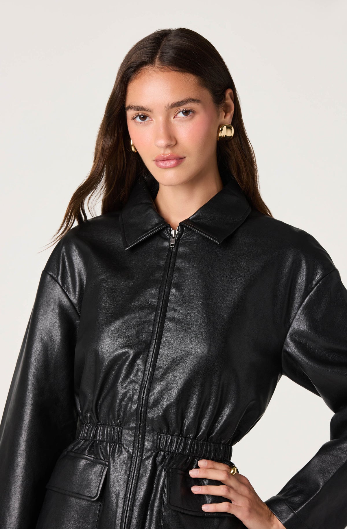 Cavanaugh Faux Leather Peplum Jacket