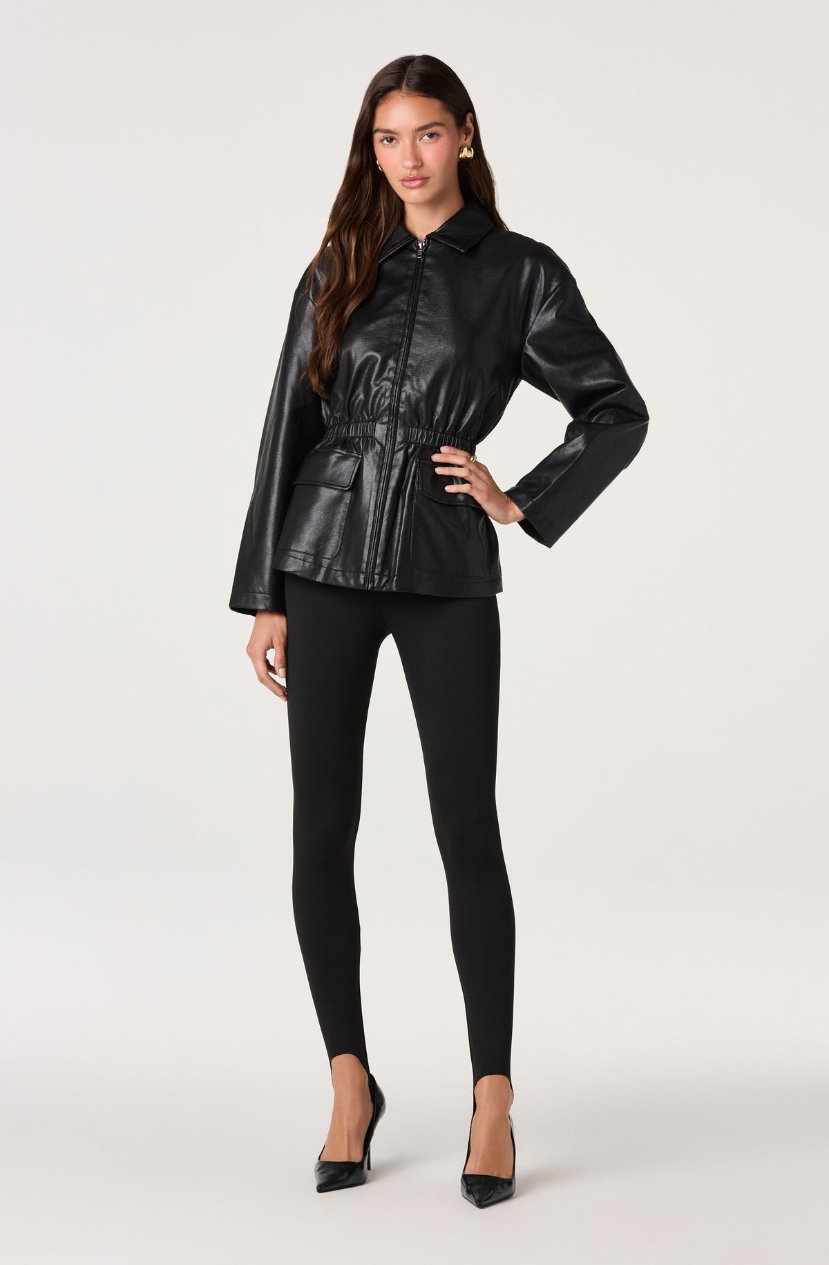 Cavanaugh Faux Leather Peplum Jacket