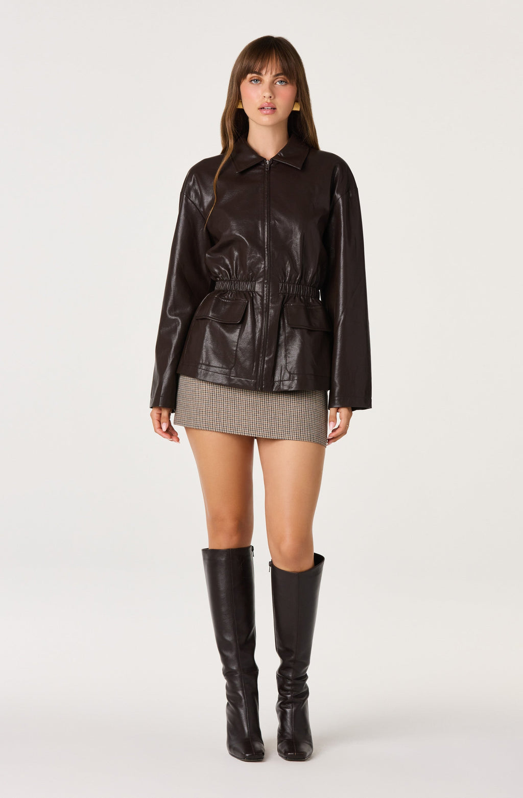 Cavanaugh Faux Leather Peplum Jacket