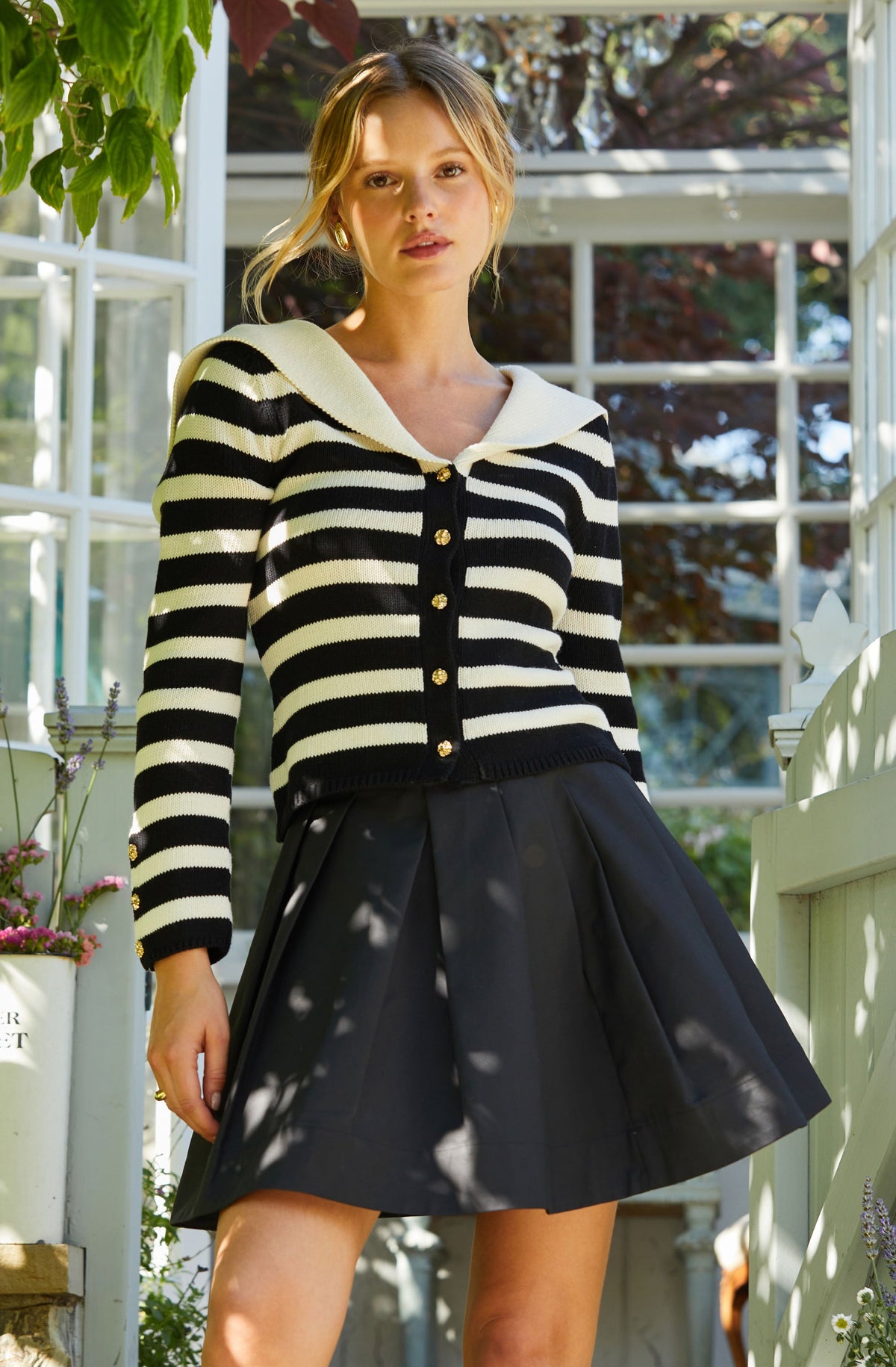 Analissa Stripe Sailor Collar Cardigan