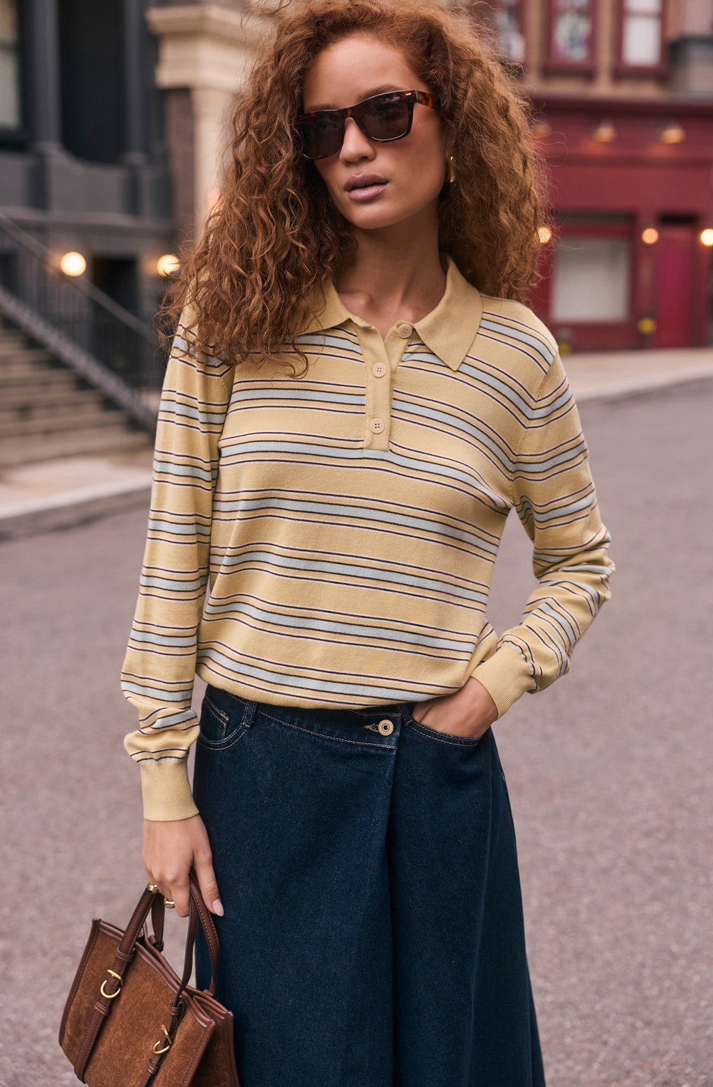 Dora Striped Polo Sweater
