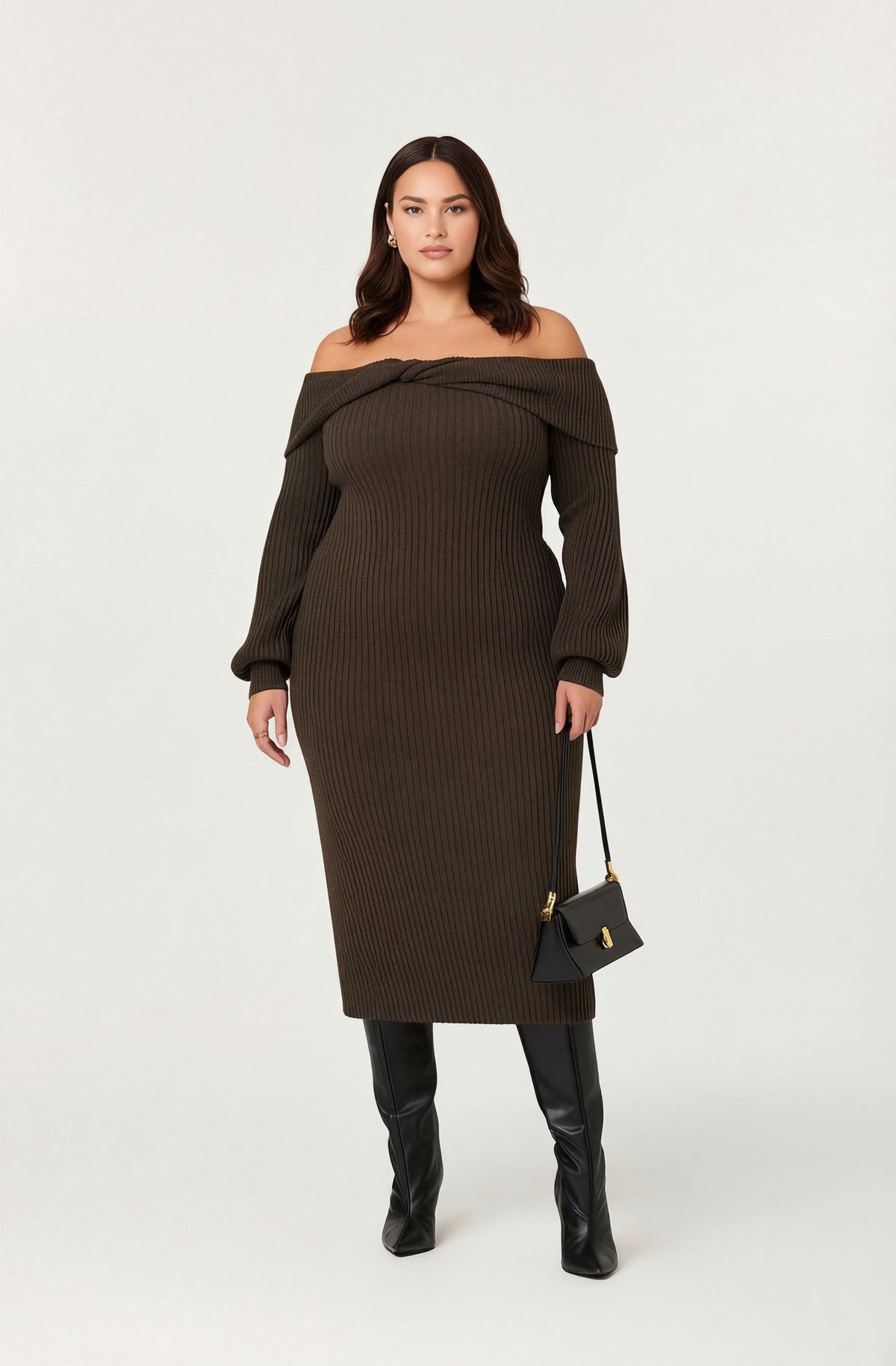 Tilde Off Shoulder Midi Sweater Dress